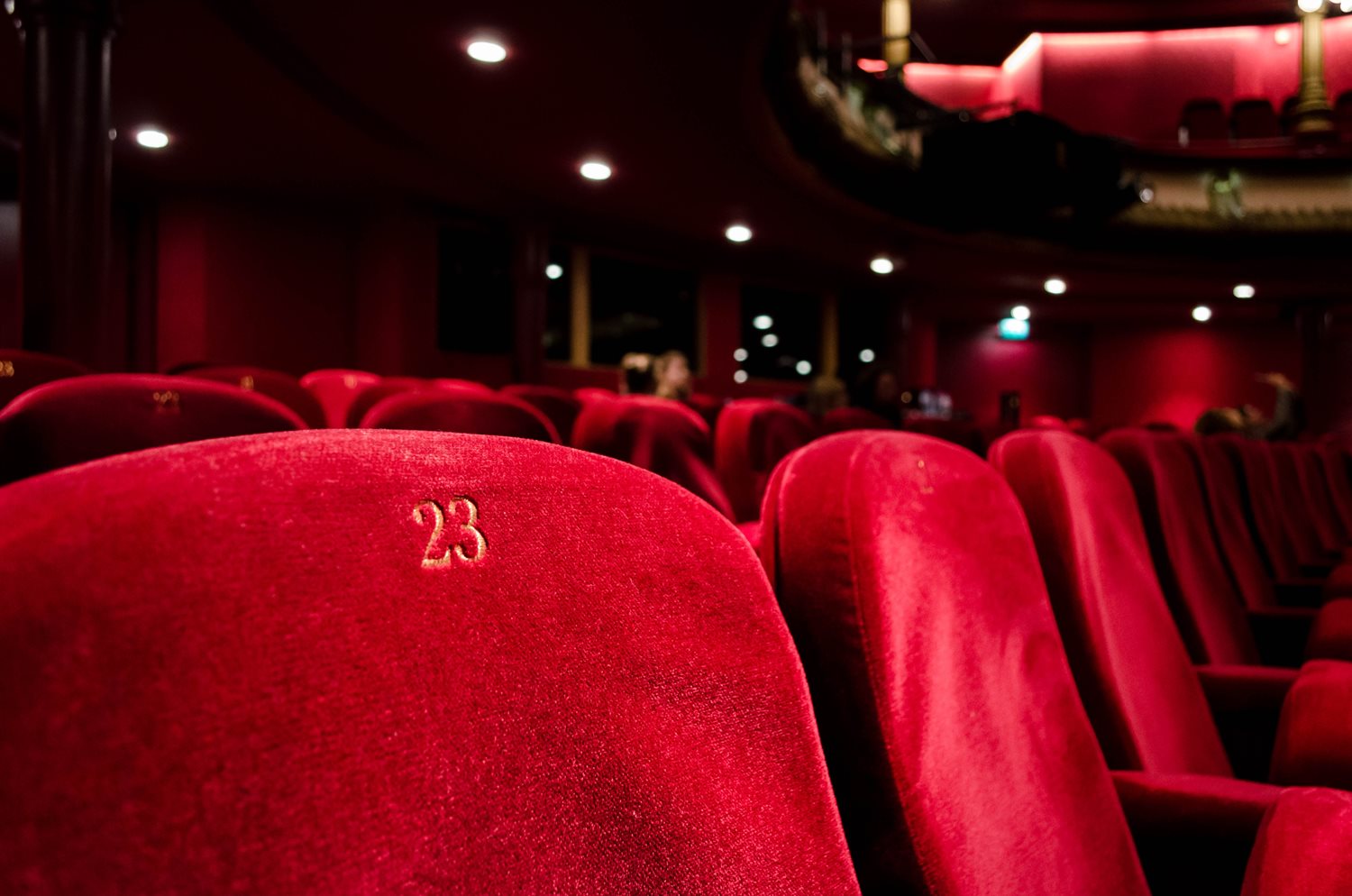 Velvet theatre seats closeup.