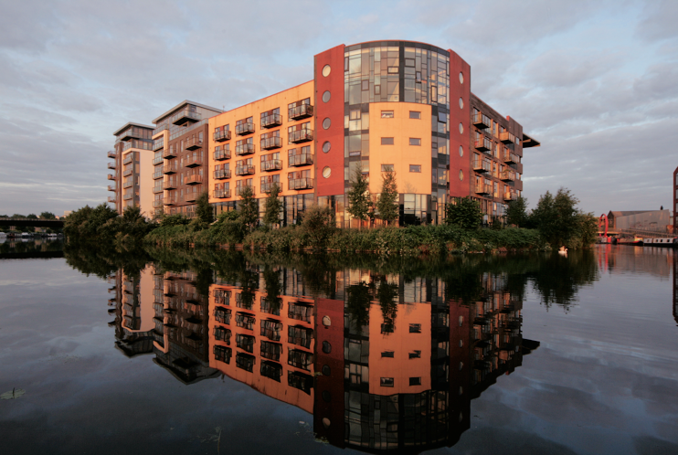 Outside of Fish Island in Bow, London at sunrise.