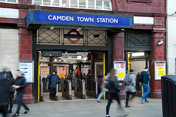 Outside of Camden Town tube studio Station.