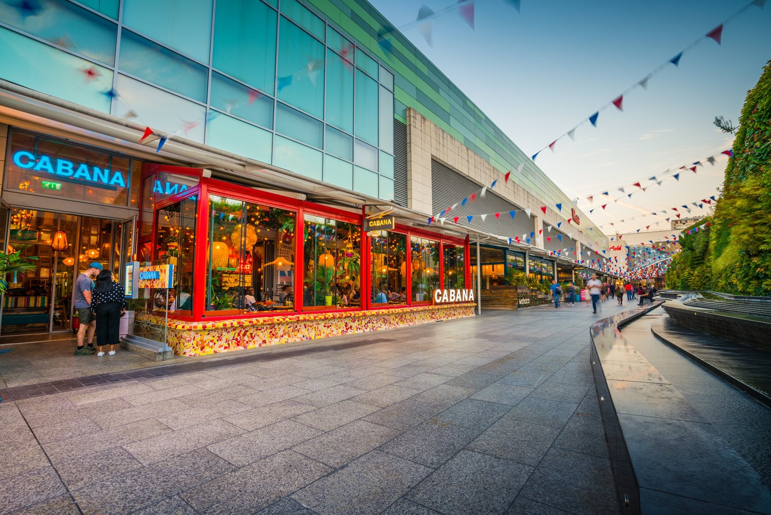 Street in Shepherds Bush lined with bars and restaurants.