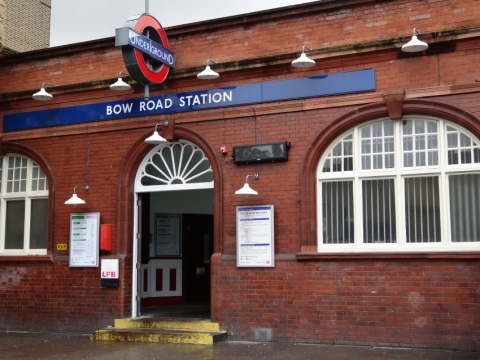Outside of Bow Road tube station.