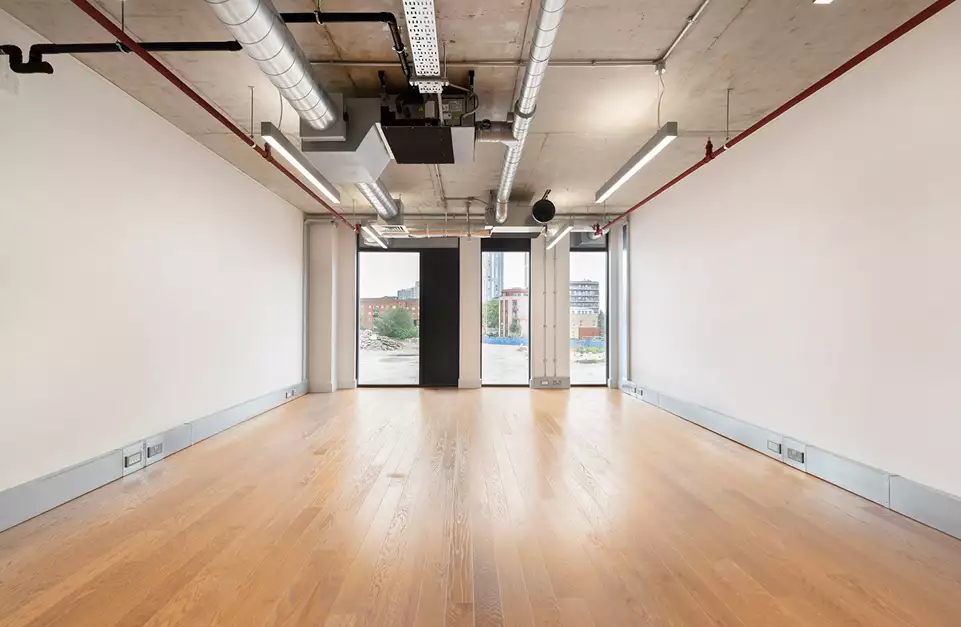 Office space to rent at Mirror Works, 12 Marshgate Lane, London, unit MI.108, 449 sq ft (41 sq m).