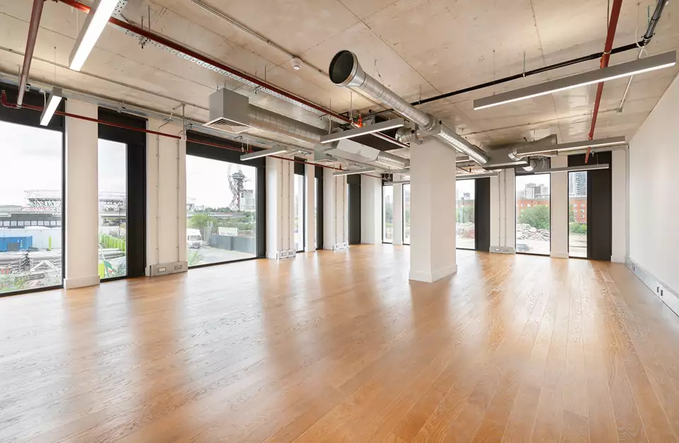 Office space to rent at Mirror Works, 12 Marshgate Lane, London, unit MI.110, 892 sq ft (82 sq m).