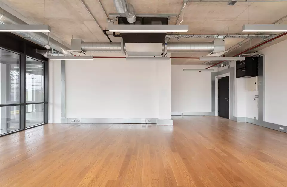 Office space to rent at Mirror Works, 12 Marshgate Lane, London, unit MI.117, 598 sq ft (55 sq m).