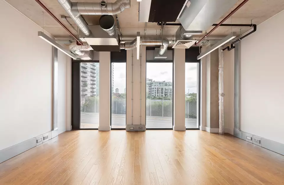 Office space to rent at Mirror Works, 12 Marshgate Lane, London, unit MI.118, 315 sq ft (29 sq m).