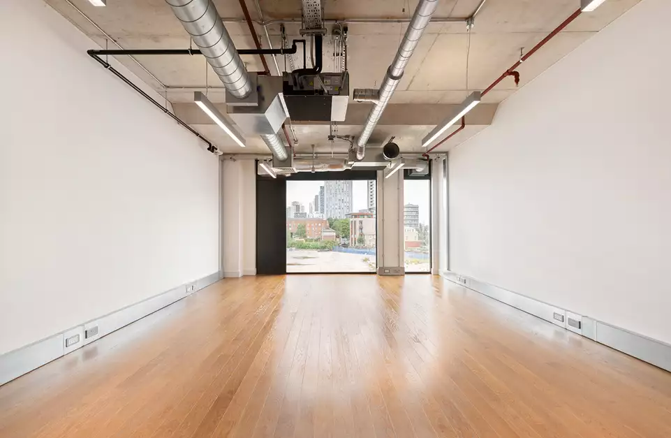 Office space to rent at Mirror Works, 12 Marshgate Lane, London, unit MI.208, 451 sq ft (41 sq m).