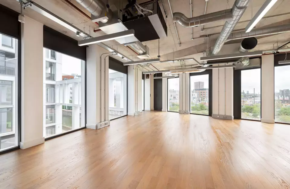 Office space to rent at Mirror Works, 12 Marshgate Lane, London, unit MI.220, 993 sq ft (92 sq m).