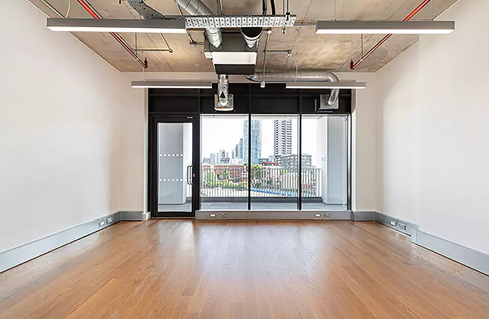 Office space to rent at Mirror Works, 12 Marshgate Lane, London, unit MI.306, 313 sq ft (29 sq m).