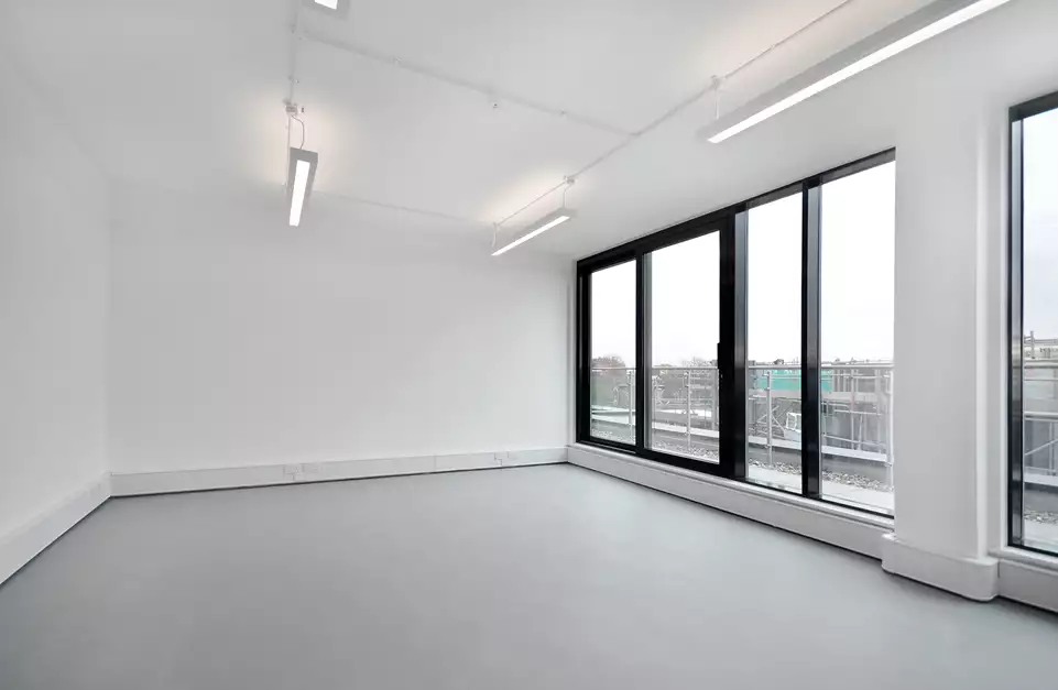 Office space to rent at ScreenWorks, 22 Highbury Grove, Islington, London, unit SW.406, 372 sq ft (34 sq m).