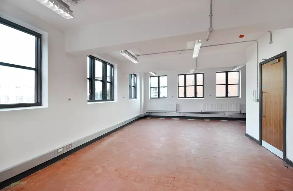 Office space to rent at Pill Box, 115 Coventry Road, Bethnal Green, London, unit PB.202, 504 sq ft (46 sq m).