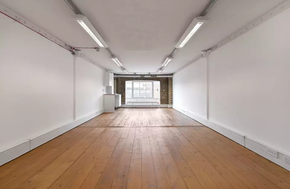 Office space to rent at Clerkenwell Workshops, 27/31 Clerkenwell Close, Farringdon, London, unit CS.403, 408 sq ft (37 sq m).