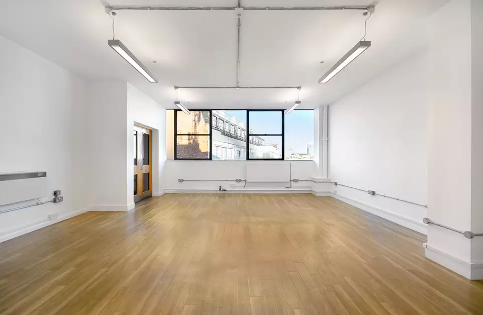 Office space to rent at E1 Studios, 3-15 Whitechapel Road, London, unit NH.501, 488 sq ft (45 sq m).