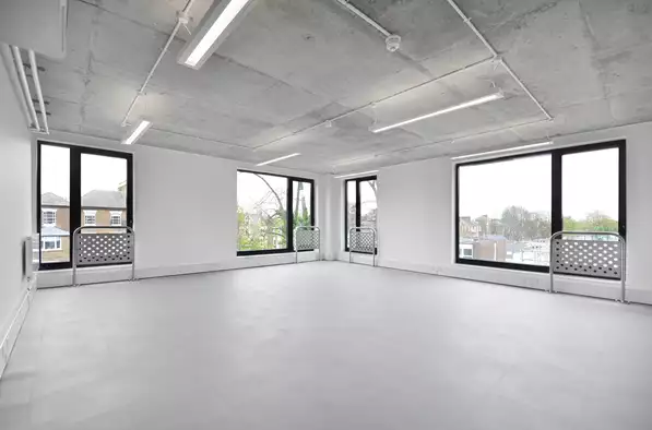 Office space to rent at ScreenWorks, 22 Highbury Grove, Islington, London, unit SW.309, 630 sq ft (58 sq m).