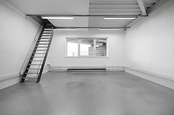 Office space to rent at Westbourne Studios, 242 Acklam Road, Portobello, London, unit WE.119, 389 sq ft (36 sq m).