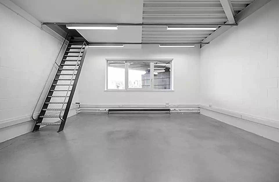Office space to rent at Westbourne Studios, 242 Acklam Road, Portobello, London, unit WE.119, 389 sq ft (36 sq m).