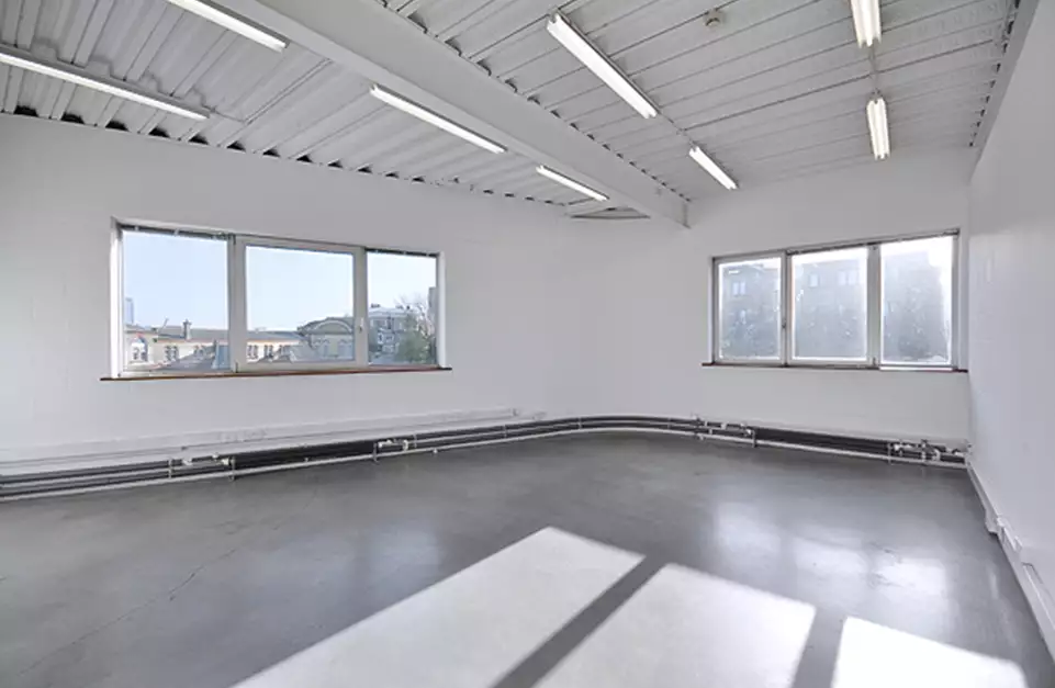 Office space to rent at Westbourne Studios, 242 Acklam Road, Portobello, London, unit WE.221, 441 sq ft (40 sq m).
